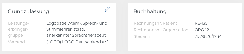 Allgemeine Abrechnungsdaten