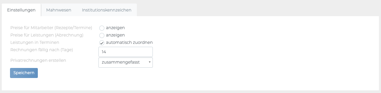 Abrechnungseinstellungen ändern
