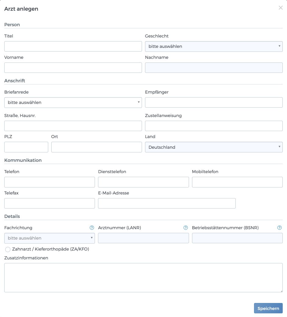 Arzt neu anlegen