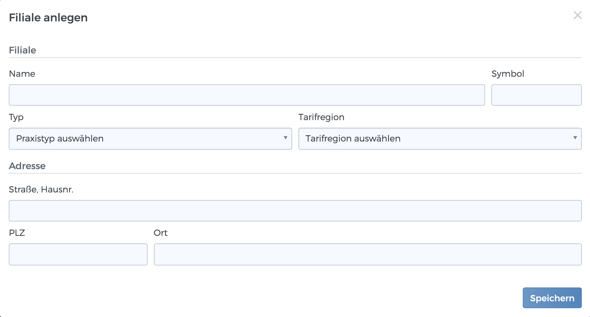 Neue Filiale anlegen