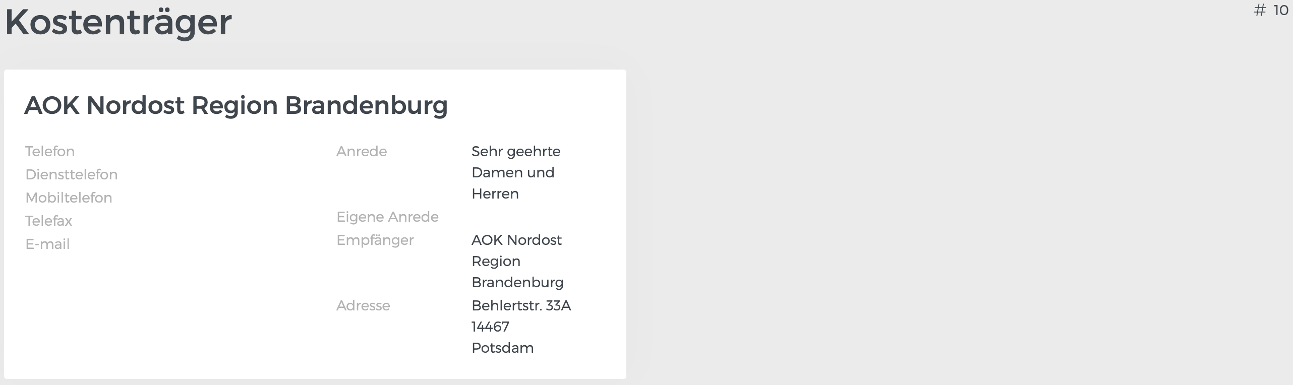 Kostenträgerdetails