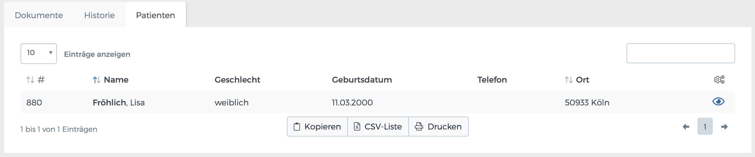 Patienten einer Organisation