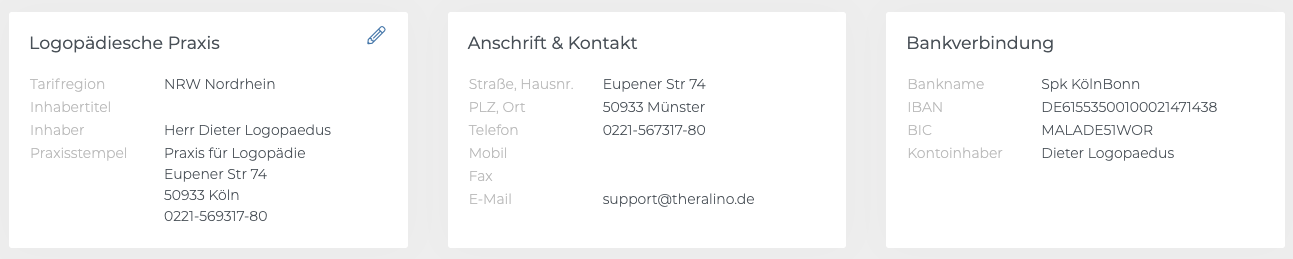 Allgemeine Praxisdaten