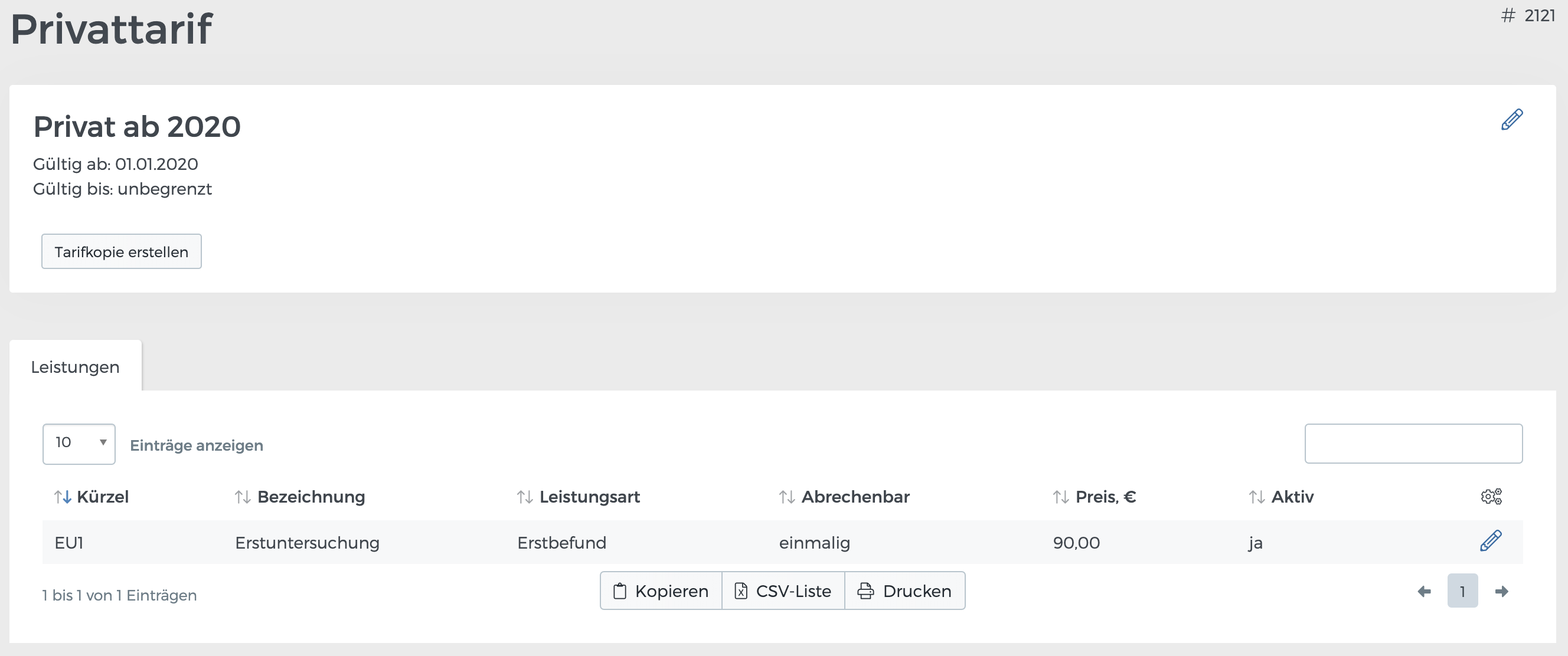 Liste aller PKV-Tarife